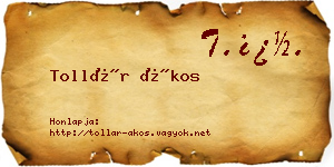 Tollár Ákos névjegykártya